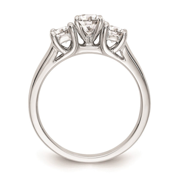 14K White Gold 3-Stone Engagement Ring Mounting for 2-4mm Stones