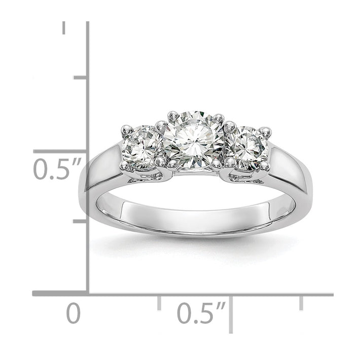 Exclusive 14K White Gold 3-Stone Engagement Ring Mounting for 2-4mm Stones-7