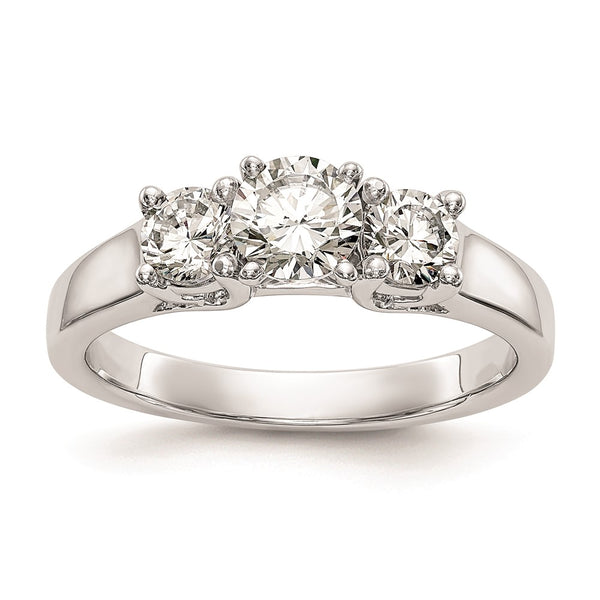14K White Gold 3-Stone Engagement Ring Mounting for 2-4mm Stones