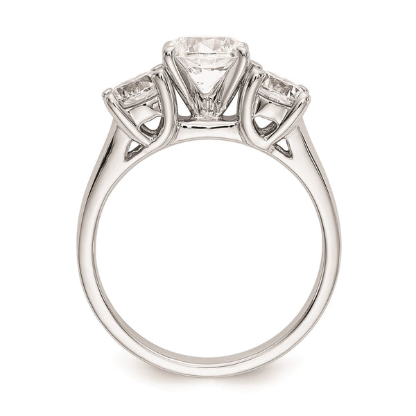 14K White Gold 3-Stone Engagement Ring Mounting, Peg Set (2) 5mm Stones