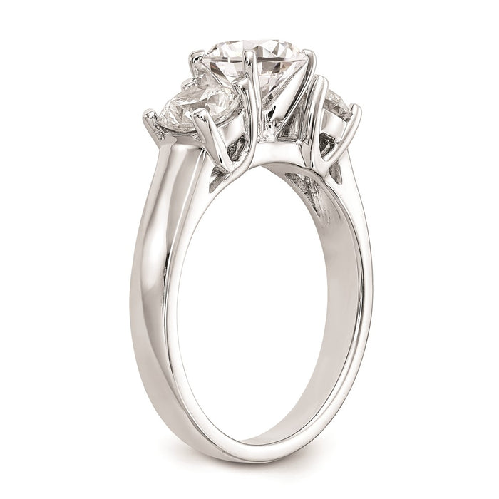 Buy Stylish 14K White Gold 3-Stone Engagement Ring Mounting, Peg Set for (2) 5mm Stones-6