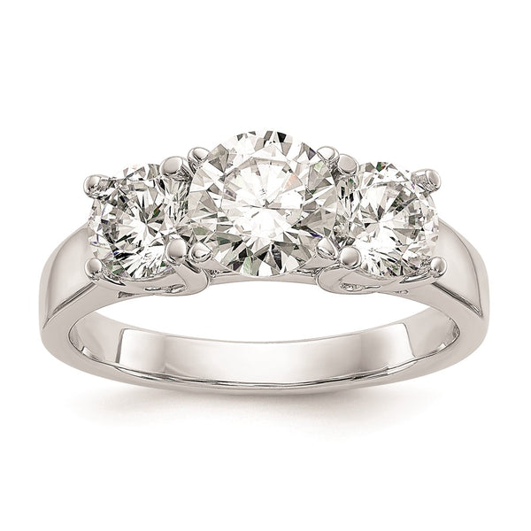 14K White Gold 3-Stone Engagement Ring Mounting, Peg Set (2) 5mm Stones
