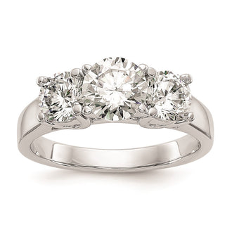 Buy Stylish 14K White Gold 3-Stone Engagement Ring Mounting, Peg Set for (2) 5mm Stones