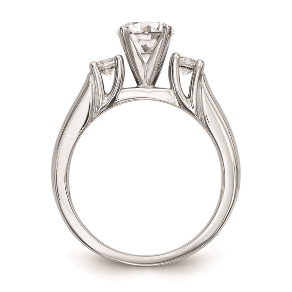 14K White Gold 3-Stone Engagement Ring Mounting for Round Stones