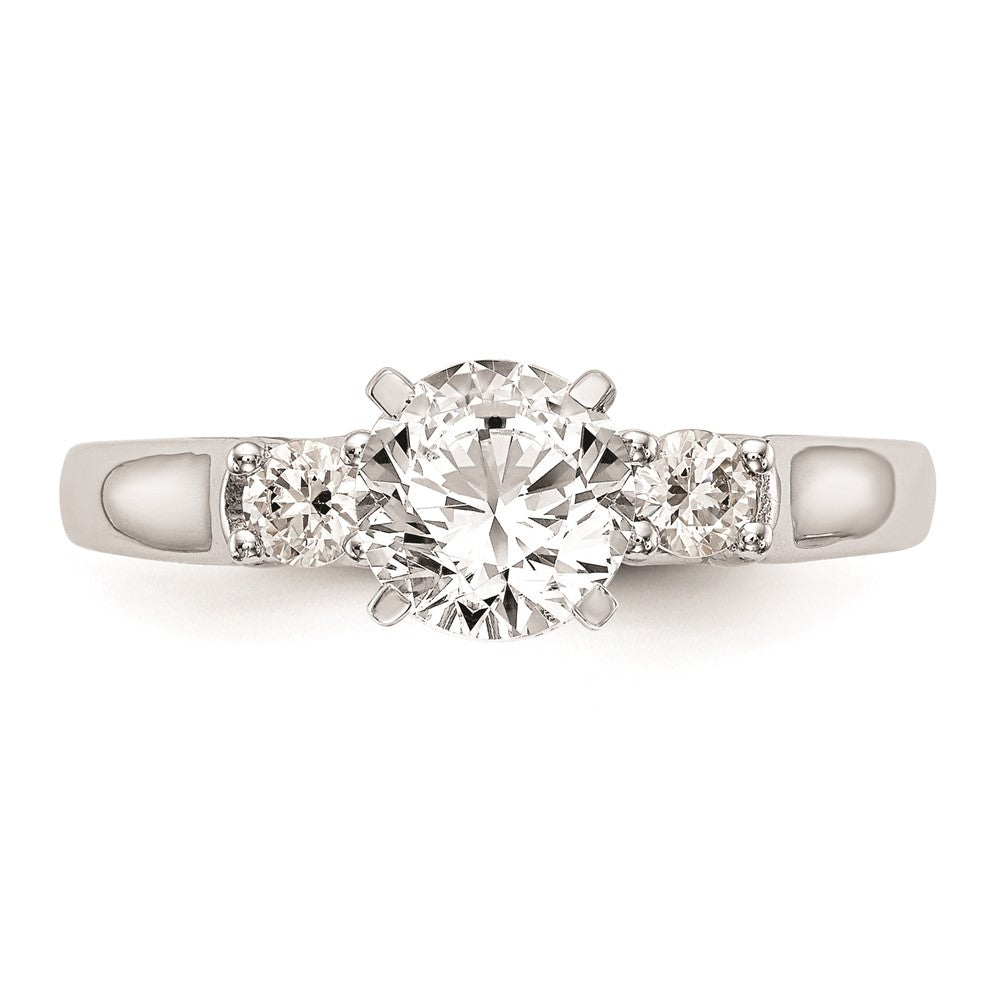 Buy Designer 14K White Gold 3-Stone Engagement Ring Mounting for Round Stones