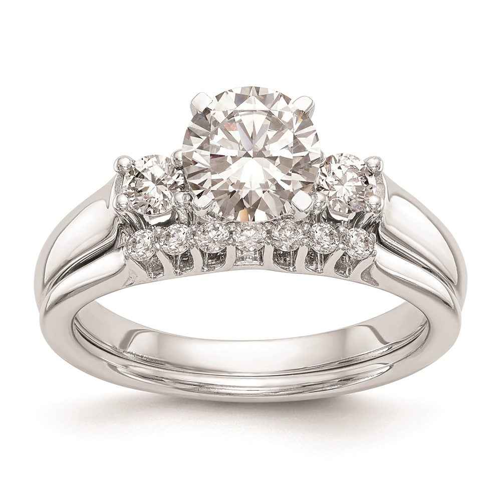 Buy Designer 14K White Gold 3-Stone Engagement Ring Mounting for Round Stones