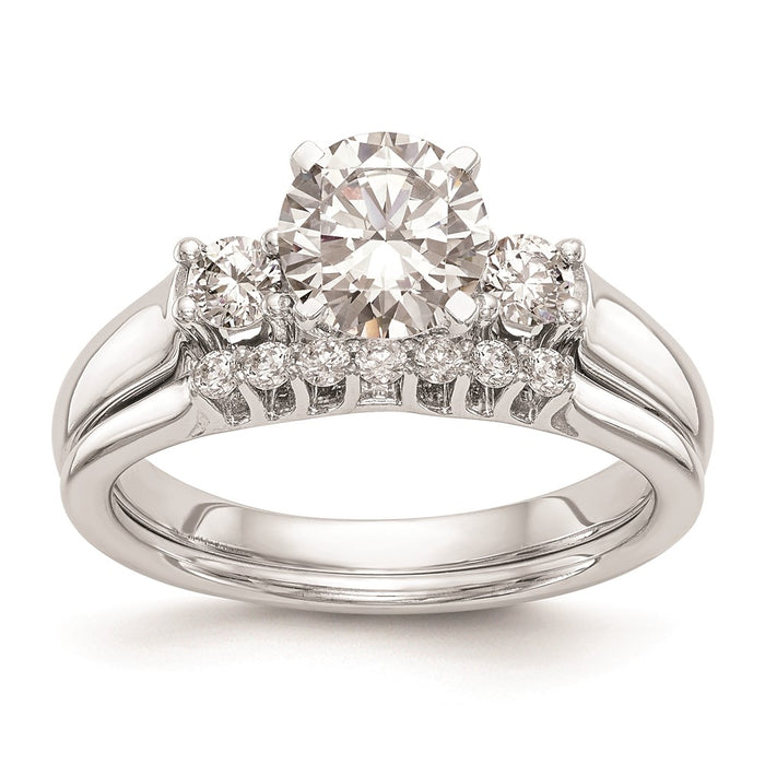 Buy Designer 14K White Gold 3-Stone Engagement Ring Mounting for Round Stones-7