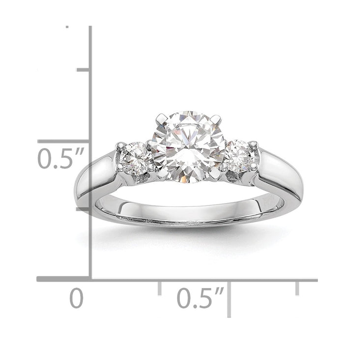 Buy Designer 14K White Gold 3-Stone Engagement Ring Mounting for Round Stones-8