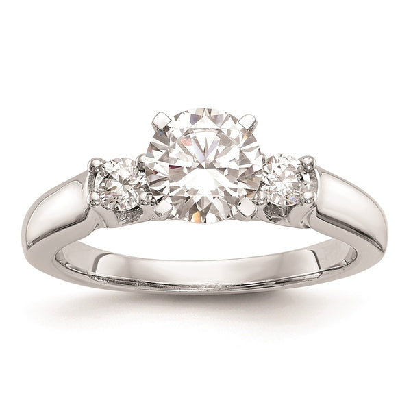 14K White Gold 3-Stone Engagement Ring Mounting for Round Stones