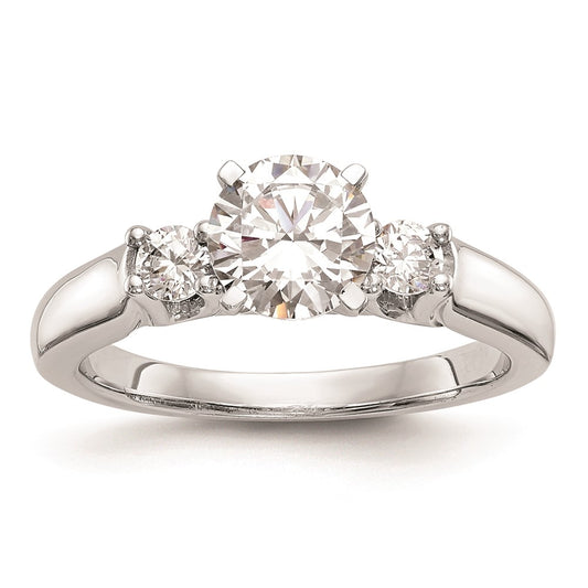 Buy Designer 14K White Gold 3-Stone Engagement Ring Mounting for Round Stones