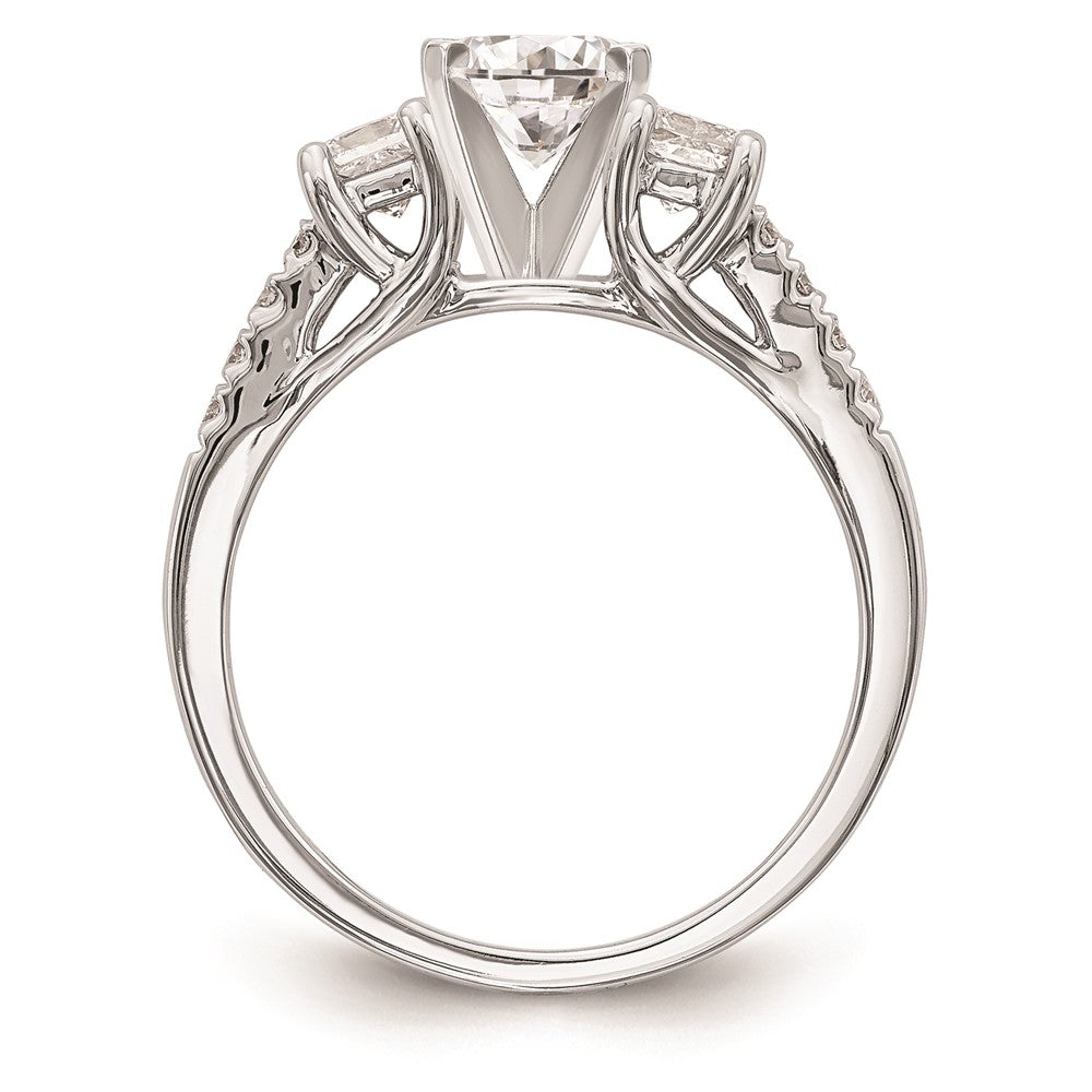 Buy Stylish 14K White Gold 3-Stone Princess Cut Diamond Semi-Mount Ring