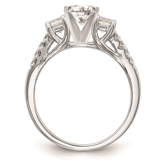 Buy Stylish 14K White Gold 3-Stone Princess Cut Diamond Semi-Mount Ring