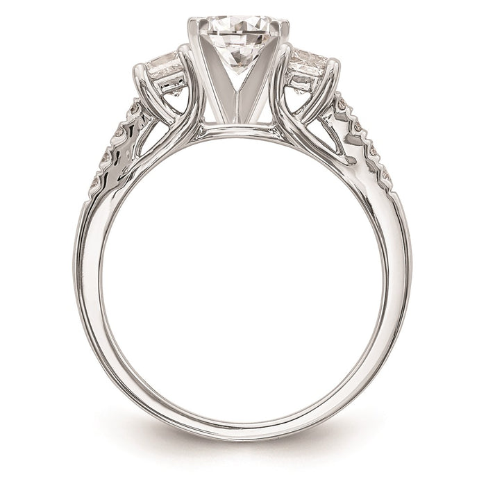 Buy Stylish 14K White Gold 3-Stone Princess Cut Diamond Semi-Mount Ring-2