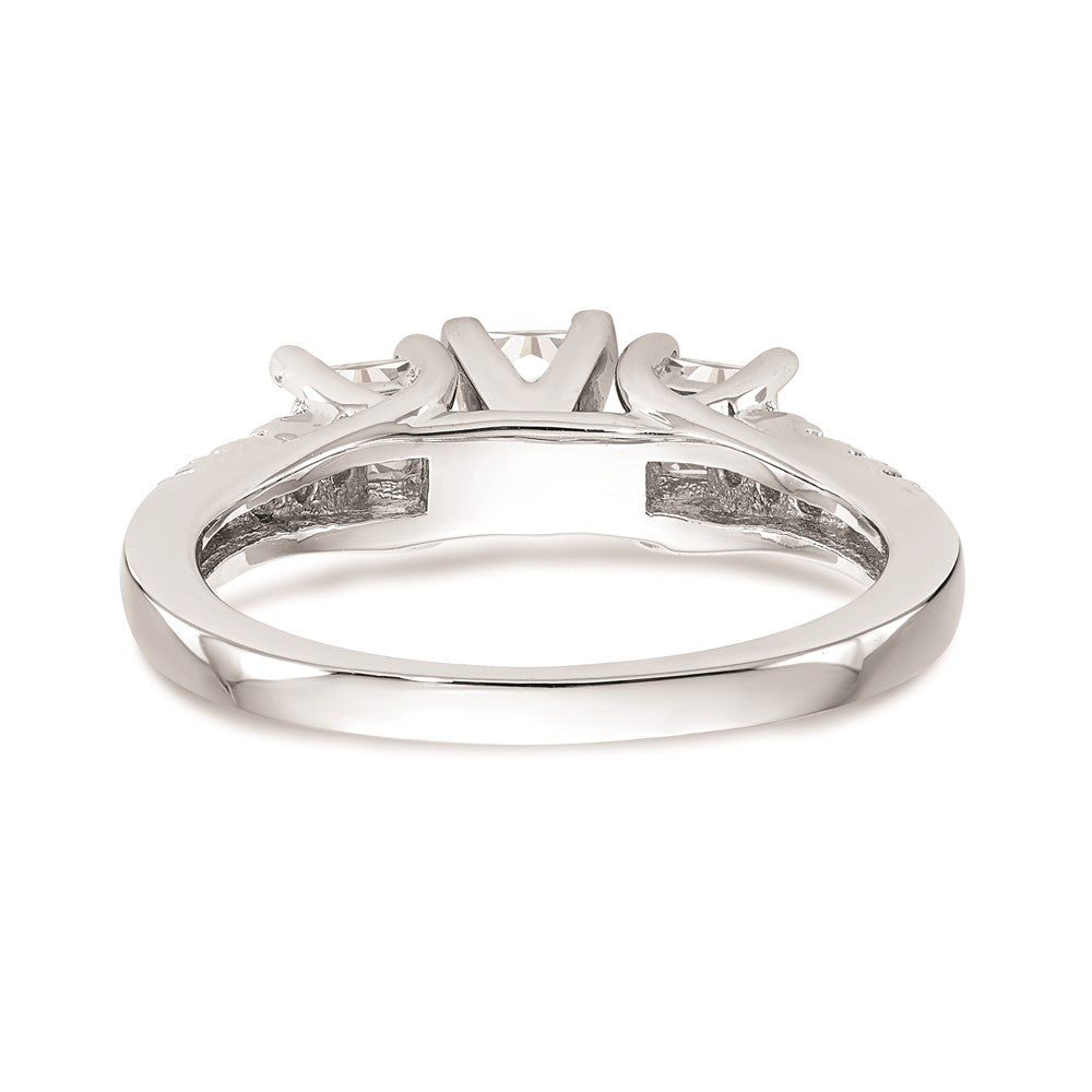 Buy Stylish 14K White Gold 3-Stone Princess Cut Diamond Semi-Mount Ring