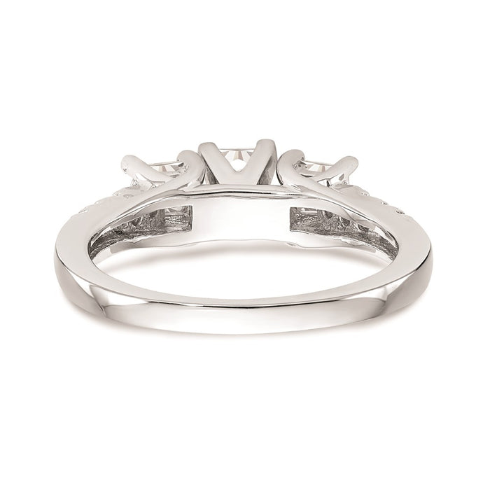 Buy Stylish 14K White Gold 3-Stone Princess Cut Diamond Semi-Mount Ring-5