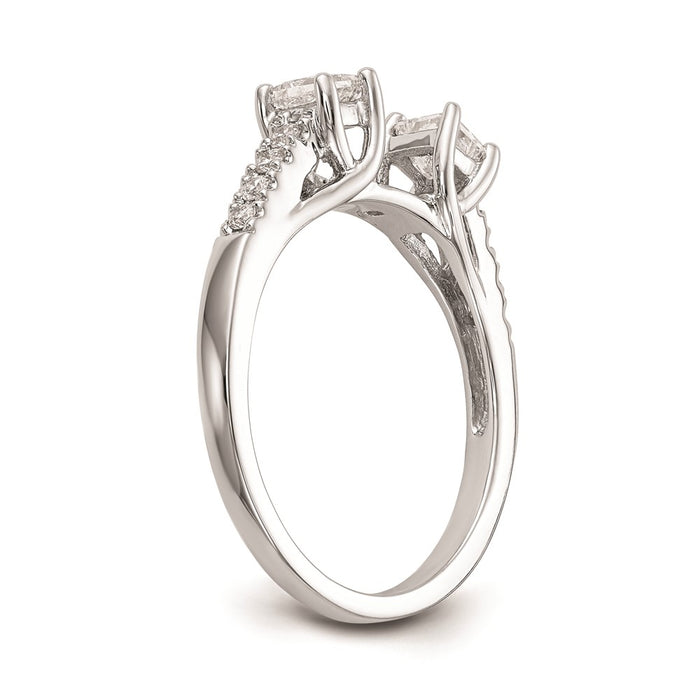 Buy Stylish 14K White Gold 3-Stone Princess Cut Diamond Semi-Mount Ring-6