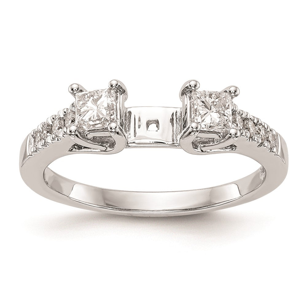 Buy Stylish 14K White Gold 3-Stone Princess Cut Diamond Semi-Mount Ring