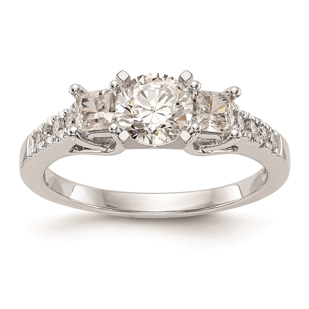 Buy Stylish 14K White Gold 3-Stone Princess Cut Diamond Semi-Mount Ring
