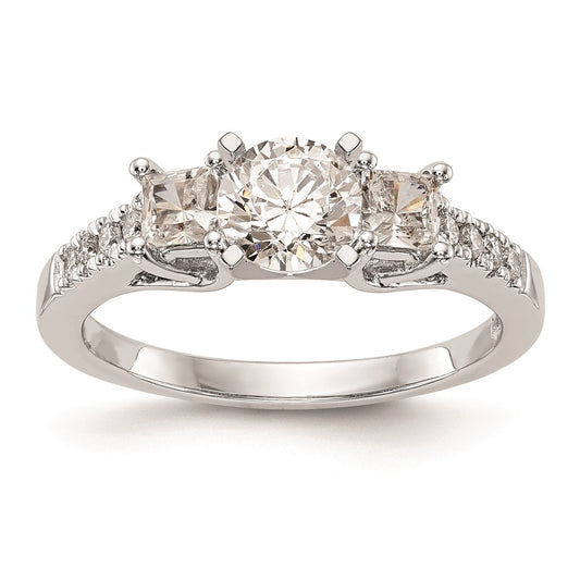 Buy Stylish 14K White Gold 3-Stone Princess Cut Diamond Semi-Mount Ring