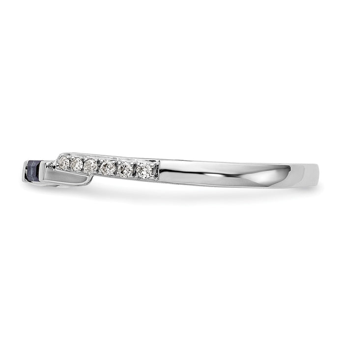 High-Quality 14K White Gold Wedding Band with 1/10 Carat Diamond & Sapphire - Stylish Value-3