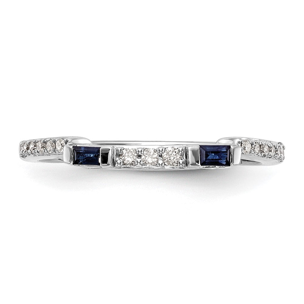High-Quality 14K White Gold Wedding Band with 1/10 Carat Diamond & Sapphire - Stylish Value