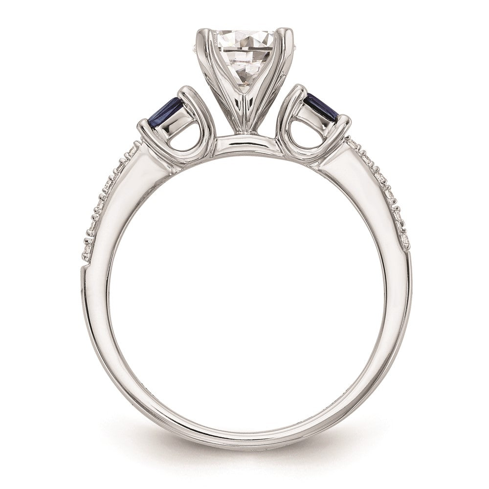 Buy Stylish 14K White Gold Engagement Ring with 3 Diamonds & Sapphires