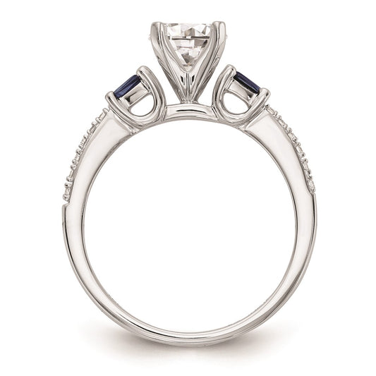 Buy Stylish 14K White Gold Engagement Ring with 3 Diamonds & Sapphires