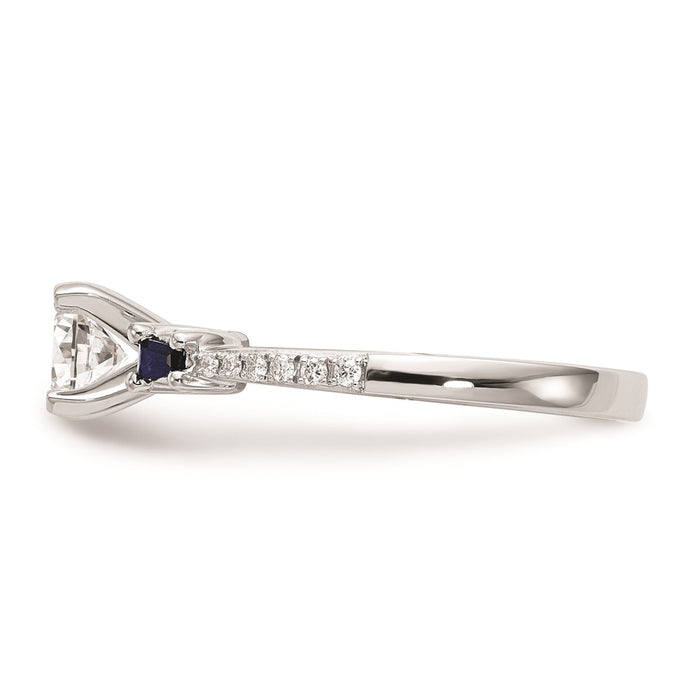 Buy Stylish 14K White Gold Engagement Ring with 3 Diamonds & Sapphires-3