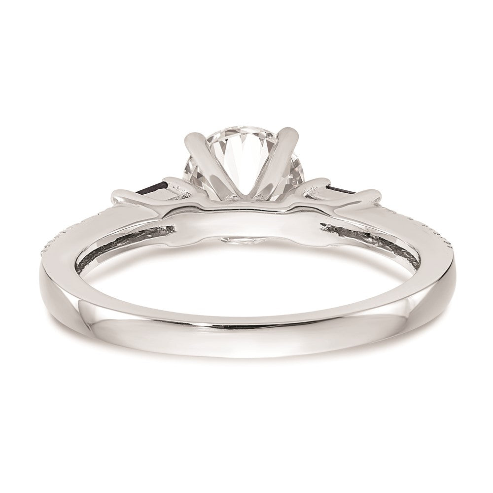 Buy Stylish 14K White Gold Engagement Ring with 3 Diamonds & Sapphires
