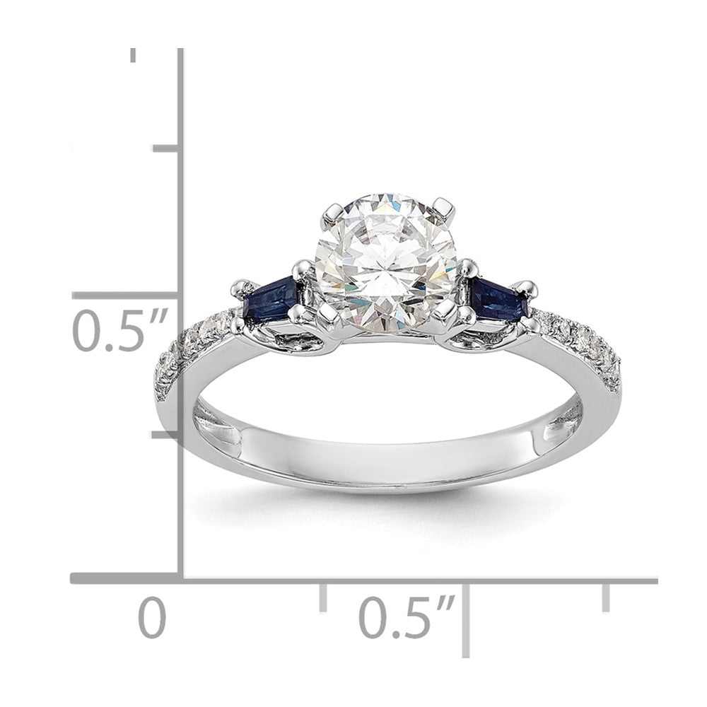 Buy Stylish 14K White Gold Engagement Ring with 3 Diamonds & Sapphires