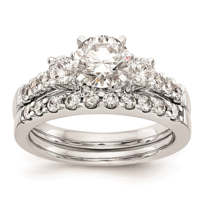 Buy Stylish 14K White Gold 3-Stone Engagement Ring Mounting - Fits 2-3.3mm Stones-7