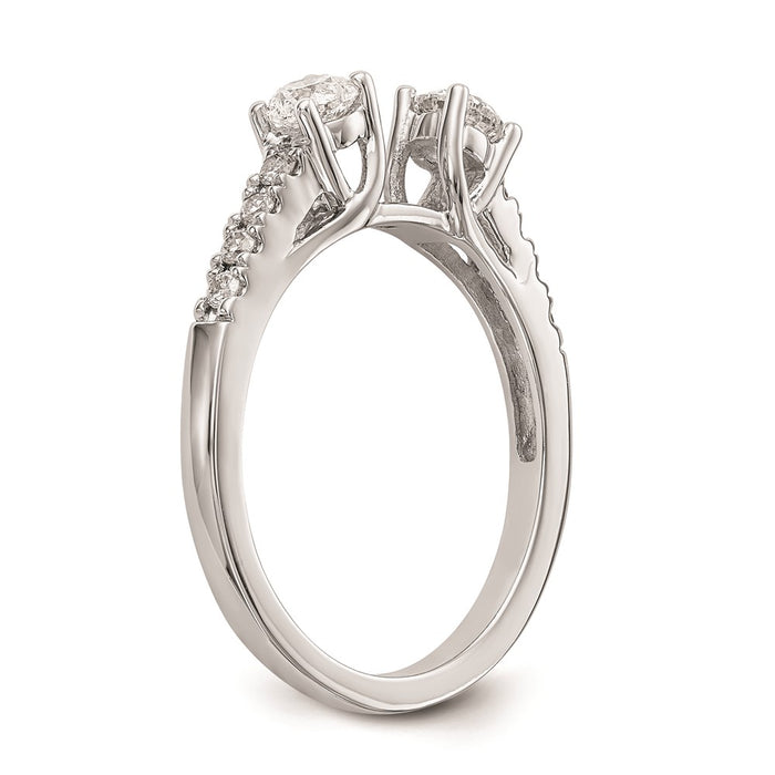 High-Quality 14K White Gold 3-Stone Engagement Ring Mounting, Stylish & Affordable!-6