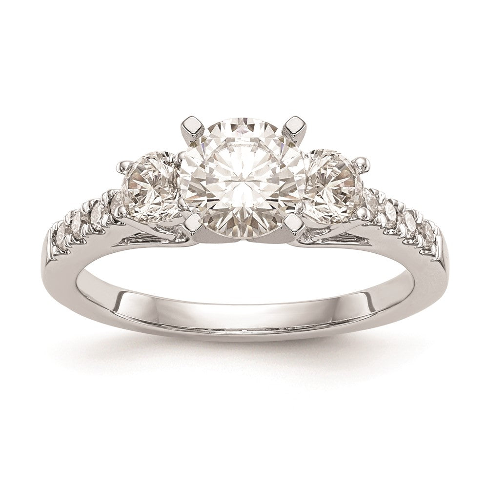 High-Quality 14K White Gold 3-Stone Engagement Ring Mounting, Stylish & Affordable!