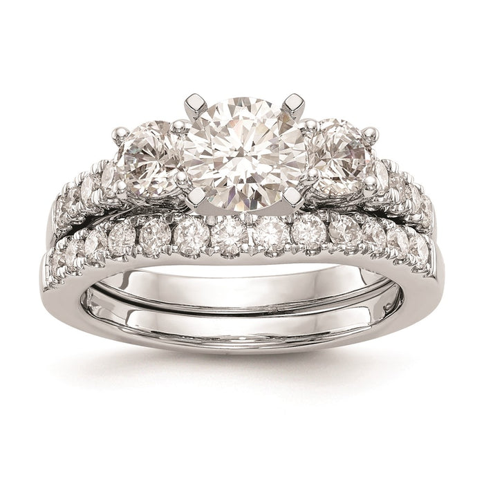 Buy Exclusive 14K White Gold 3-Stone Engagement Ring Mounting - Stylish Design for 2-4mm Stones-7