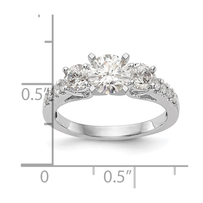Buy Exclusive 14K White Gold 3-Stone Engagement Ring Mounting - Stylish Design for 2-4mm Stones-8