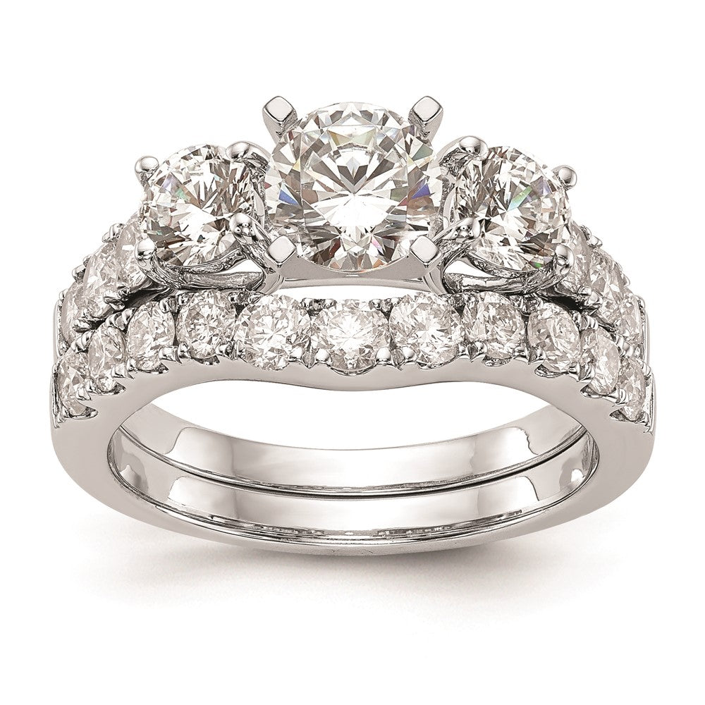 Buy 14K White Gold 3-Stone Engagement Ring Mounting for 2-4.6mm Stones | Luxury Design