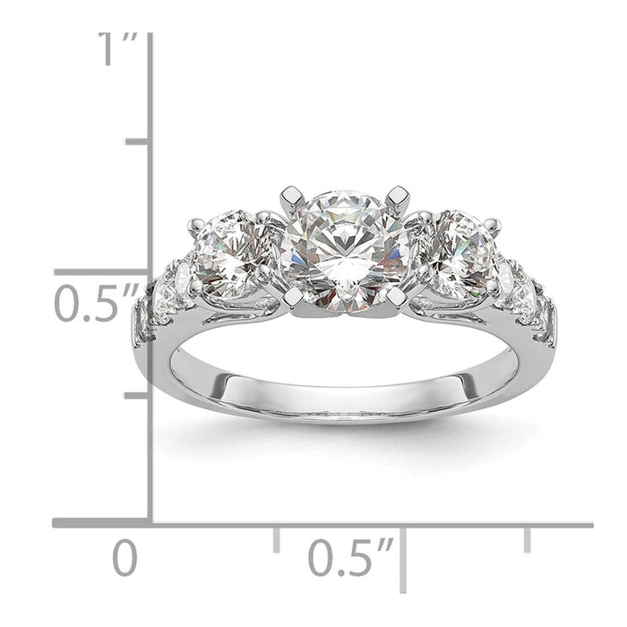 Buy 14K White Gold 3-Stone Engagement Ring Mounting for 2-4.6mm Stones | Luxury Design-8