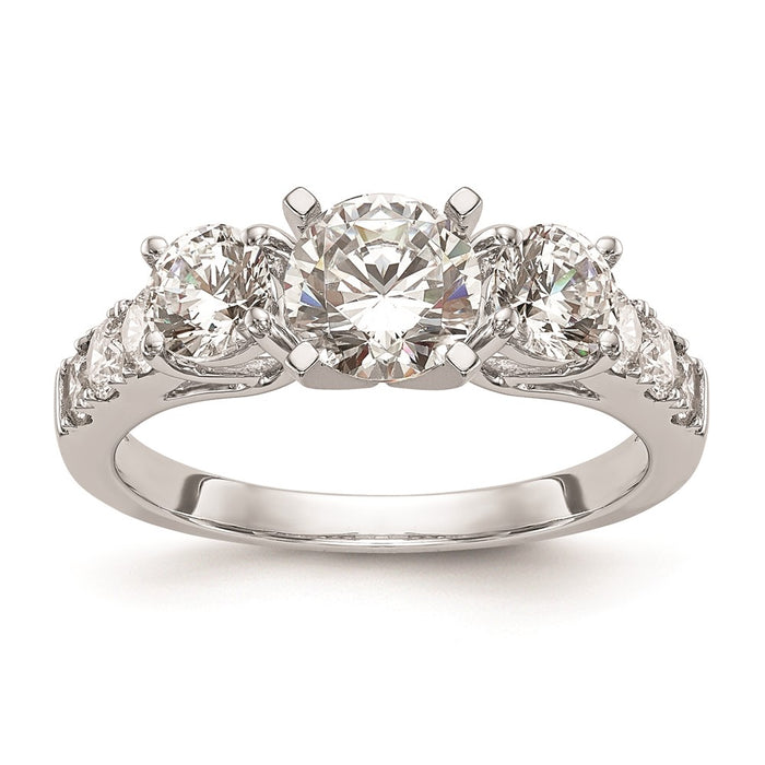 Buy 14K White Gold 3-Stone Engagement Ring Mounting for 2-4.6mm Stones | Luxury Design-1