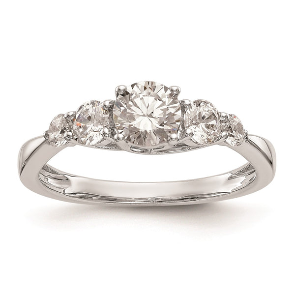 14K White Gold 5-Stone Engagement Ring Setting