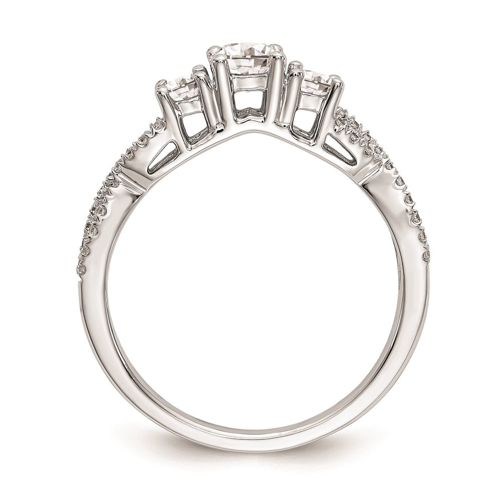 Buy Stylish 14K White Gold 3-Stone Engagement Ring - 4.5mm Center, Discounted Price