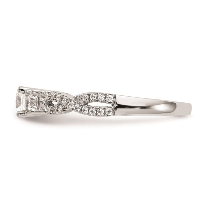 Buy Stylish 14K White Gold 3-Stone Engagement Ring - 4.5mm Center, Discounted Price-3
