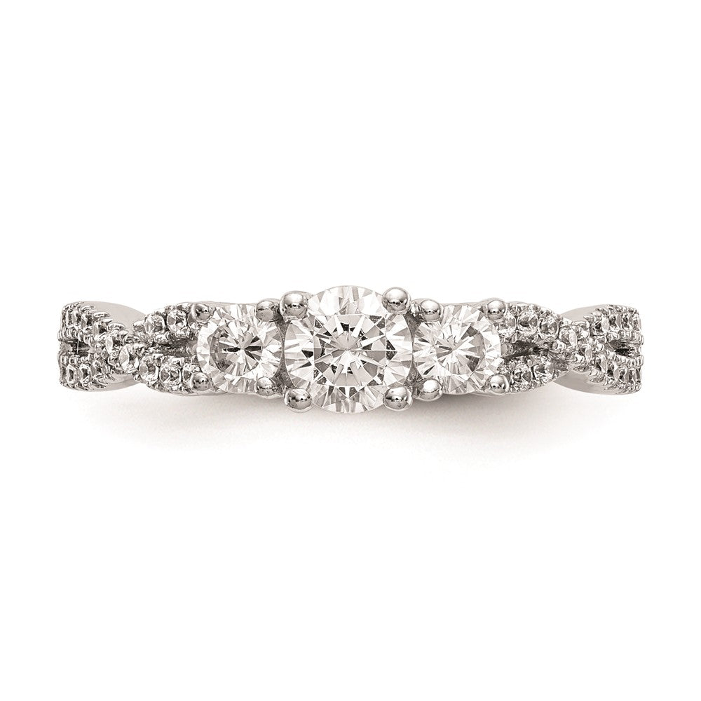 Buy Stylish 14K White Gold 3-Stone Engagement Ring - 4.5mm Center, Discounted Price