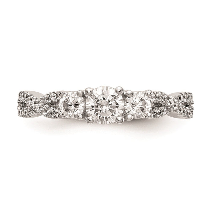 Buy Stylish 14K White Gold 3-Stone Engagement Ring - 4.5mm Center, Discounted Price-4
