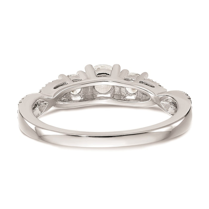 Buy Stylish 14K White Gold 3-Stone Engagement Ring - 4.5mm Center, Discounted Price-5