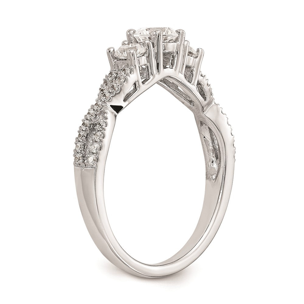 Buy Stylish 14K White Gold 3-Stone Engagement Ring - 4.5mm Center, Discounted Price