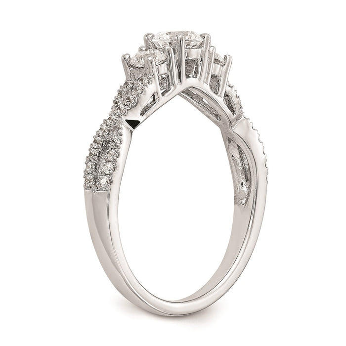 Buy Stylish 14K White Gold 3-Stone Engagement Ring - 4.5mm Center, Discounted Price-6