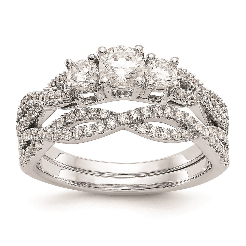 Buy Stylish 14K White Gold 3-Stone Engagement Ring - 4.5mm Center, Discounted Price