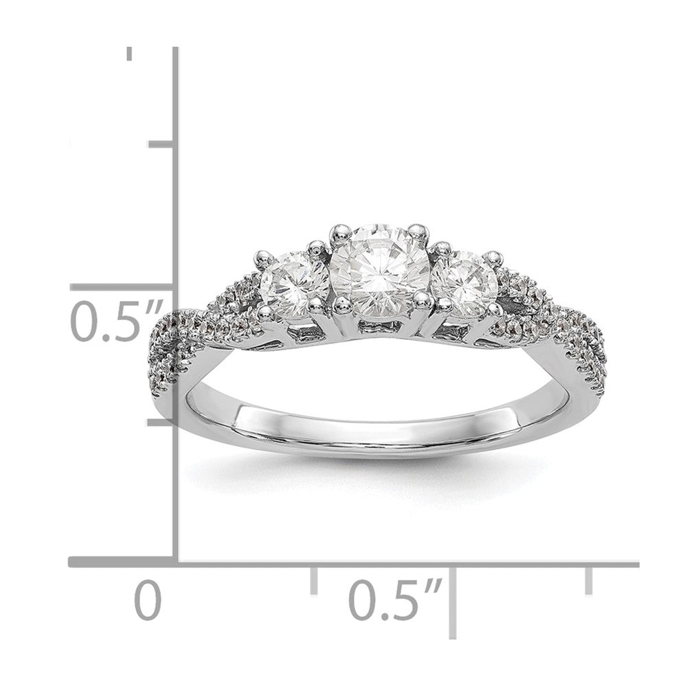 Buy Stylish 14K White Gold 3-Stone Engagement Ring - 4.5mm Center, Discounted Price