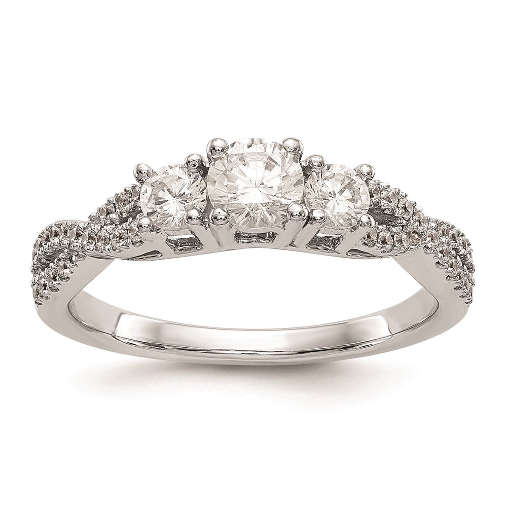 Buy Stylish 14K White Gold 3-Stone Engagement Ring - 4.5mm Center, Discounted Price