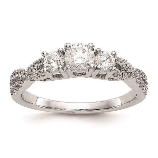 Buy Stylish 14K White Gold 3-Stone Engagement Ring - 4.5mm Center, Discounted Price